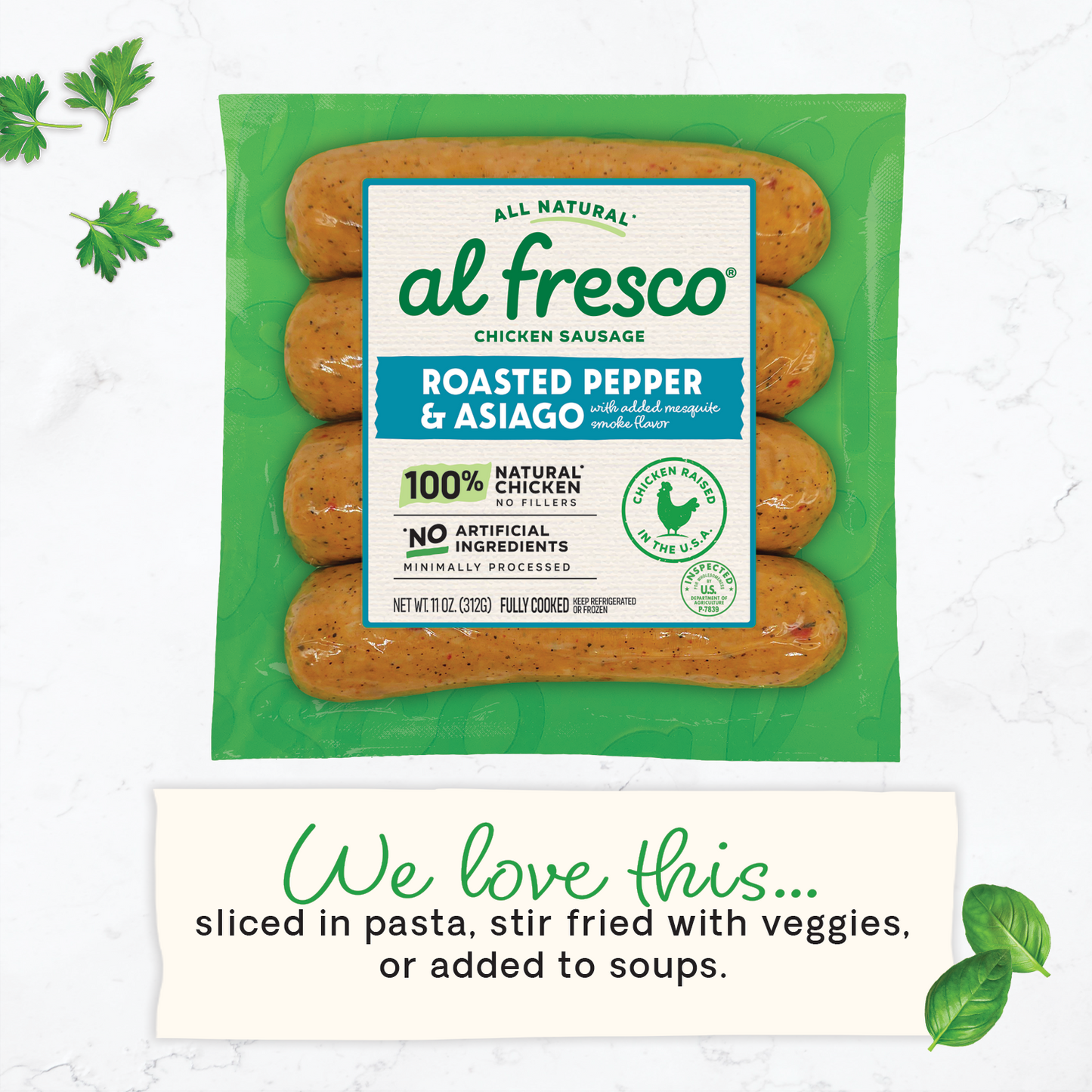 Al Fresco All Natural Roasted Pepper & Asiago Chicken Sausage