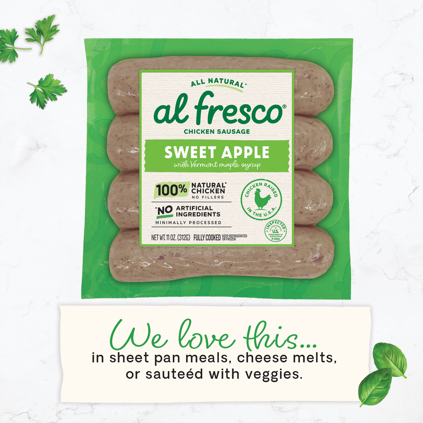 Al Fresco All Natural Sweet Apple Chicken Sausage