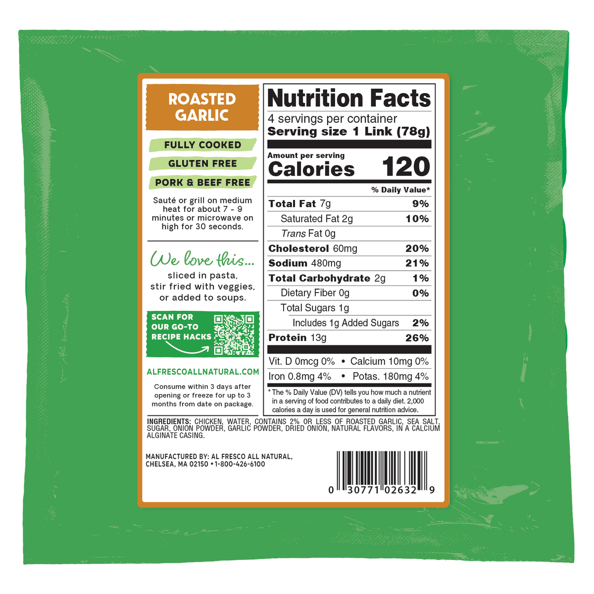 Al Fresco All Natural Roasted Garlic Chicken Sausage