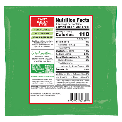 Al Fresco All Natural Sweet Italian Style Chicken Sausage