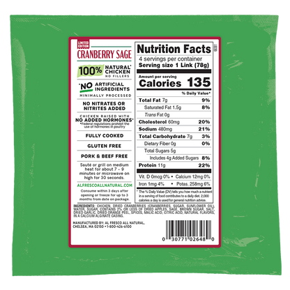 Al Fresco All Natural Cranberry Sage Chicken Sausage