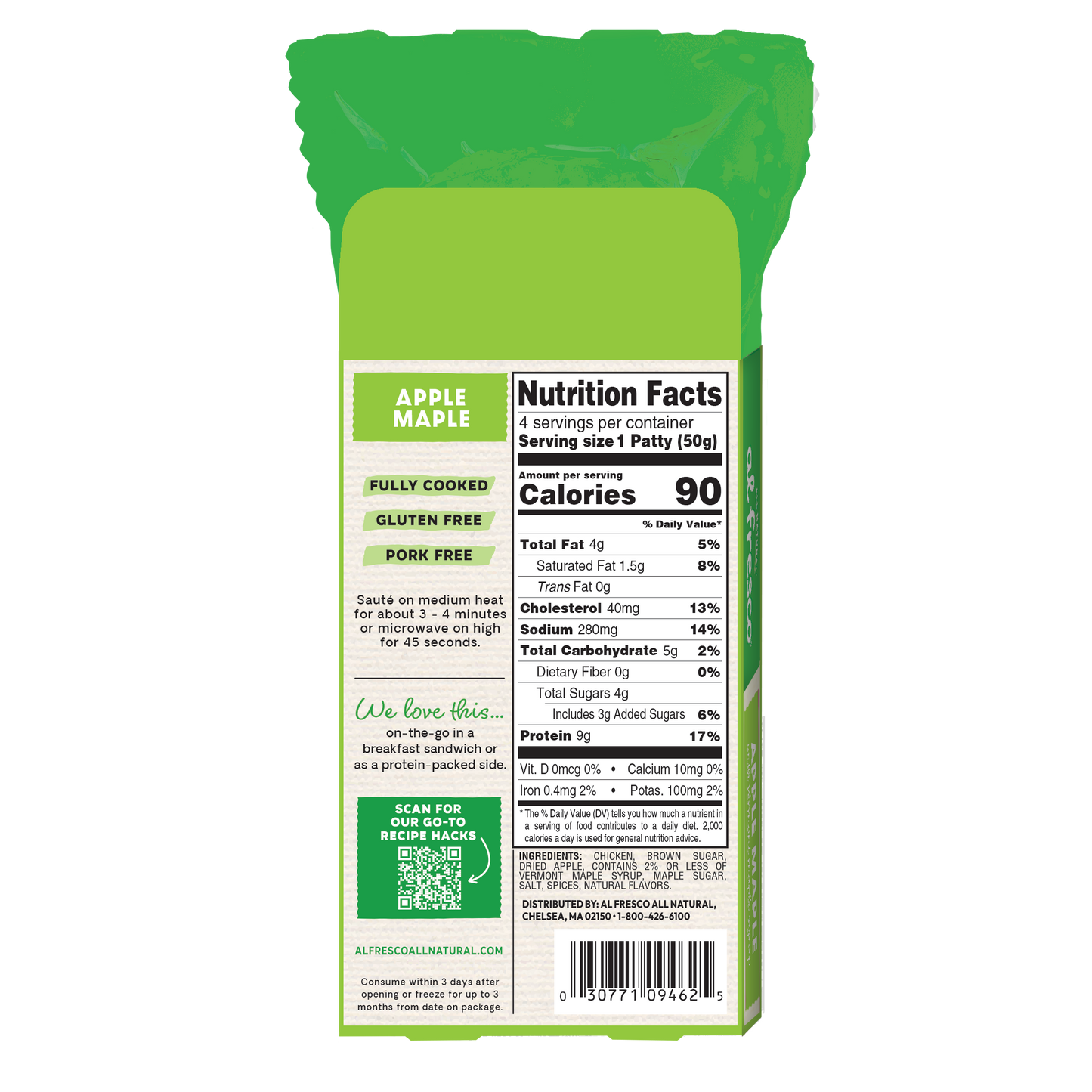 Al Fresco All Natural Apple Maple Chicken Breakfast Patty