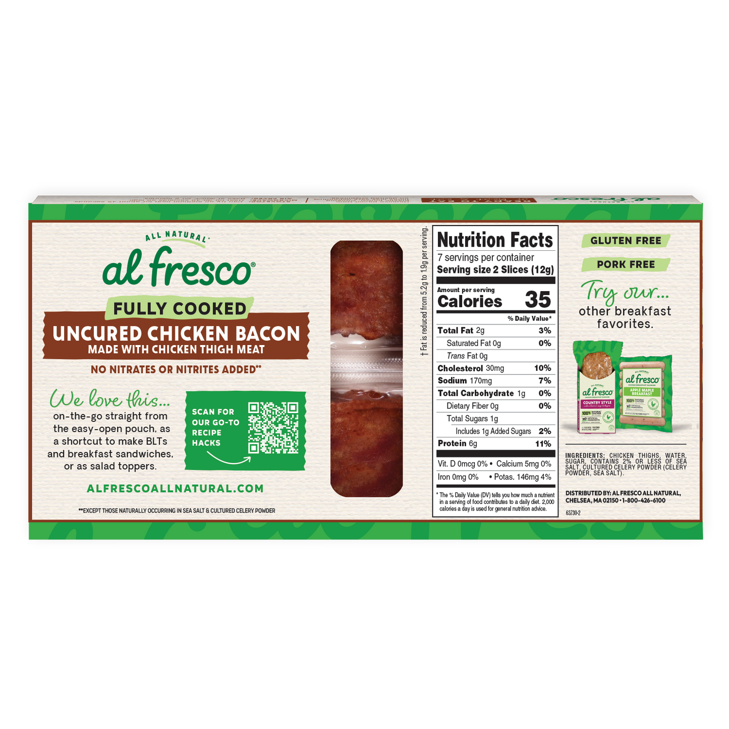 Fully Cooked Chicken Bacon (12 pks/ca)