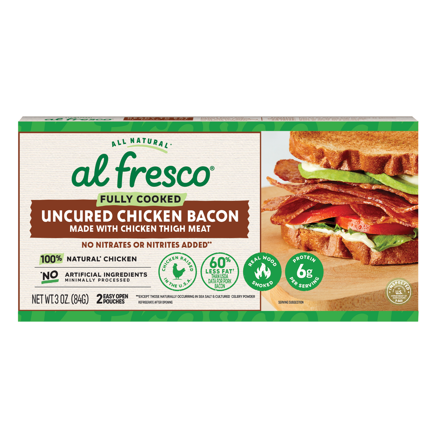 Fully Cooked Chicken Bacon (12 pks/ca)